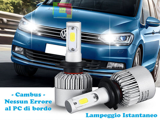 LAMPADE ABBAGLIANTI LED VW TOURAN 5T 2015+ LAMPEGGIO ISTANTANEO 6000K CREE