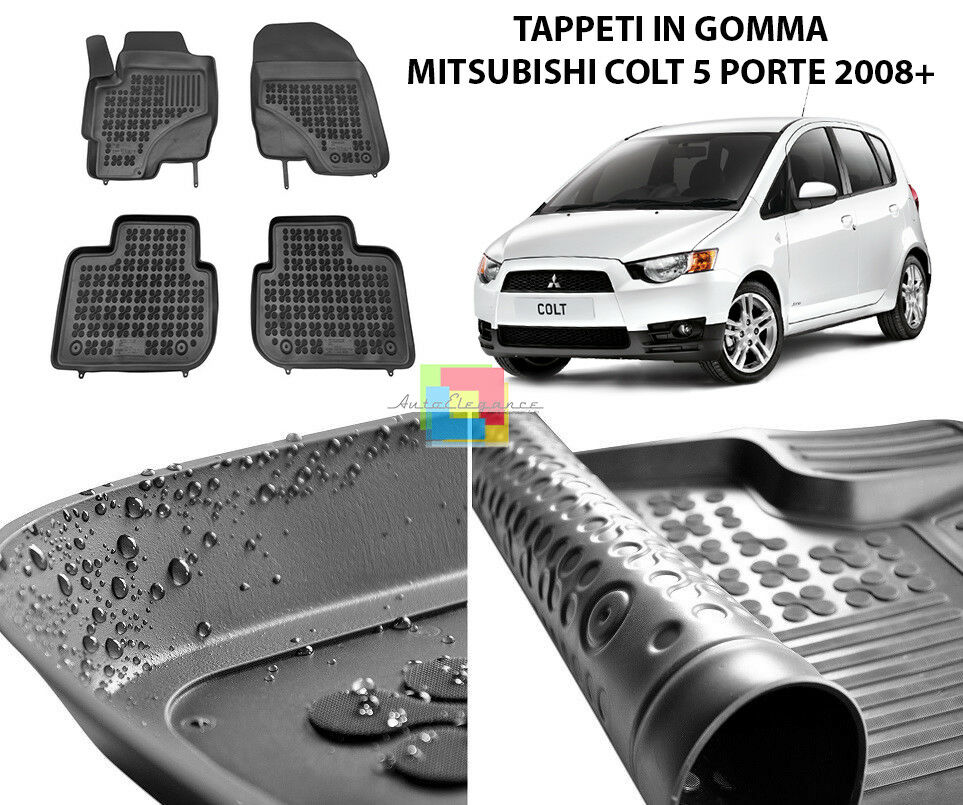 MITSUBISHI COLT 5 PORTE 2008+ TAPPETINI AUTO IN GOMMA - TAPPETI TOP QUALITA -1-