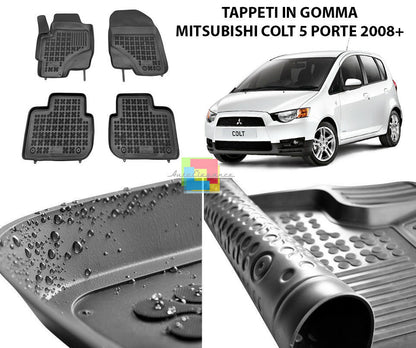 MITSUBISHI COLT 5 PORTE 2008+ TAPPETINI AUTO IN GOMMA - TAPPETI TOP QUALITA -1-