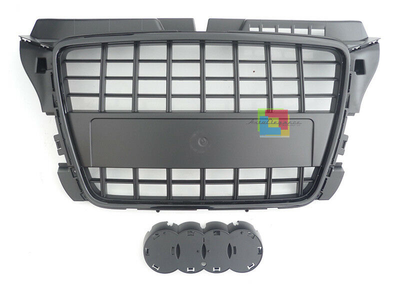GRIGLIA ANTERIORE NERA AUDI A3 8P 2008-2012 LIFT CALANDRA S3 IN ABS SENZA STEMMA