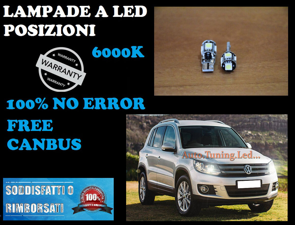 COPPIA LUCI POSIZIONI VW TIGUAN 2014 IN POI CANBUS H6W BIANCO GHIACCIO AUTOELEGANCERICAMBI