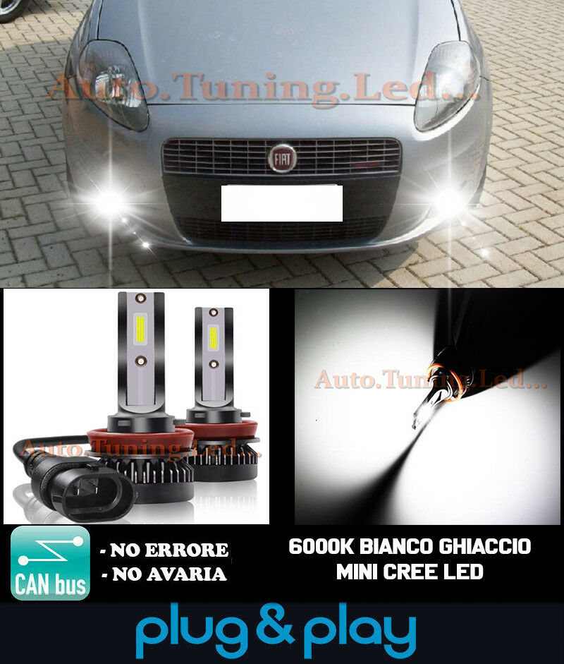 CREE LED FOG LIGHTS FIAT GRANDE PUNTO CAMBUS ICE WHITE 8000LM