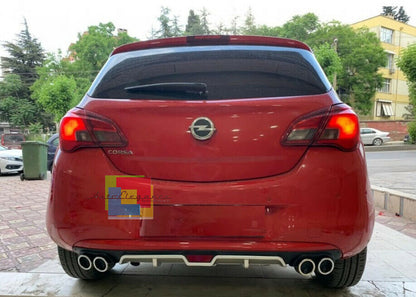 OPEL CORSA E 2014+ SOTTO PARAURTI POSTERIORE DIFFUSORE QUATTRO TERMINALI ABS -