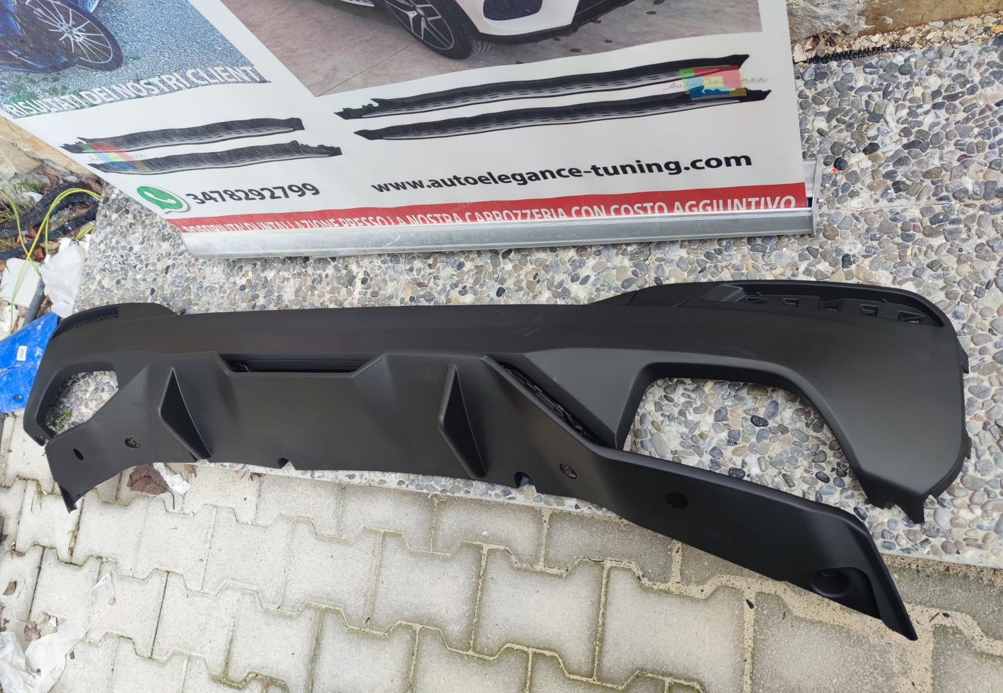 SOTTO PARAURTI POSTERE NERO OPACO ABS BMW SERIE 5 G30 G31 DIFFUSORE M5 0135