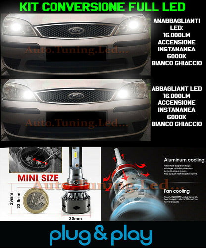 LAMPADE ANABBAGLIANTI + ABBAGLIANTI LED 16.000LM PER FORD MONDEO III