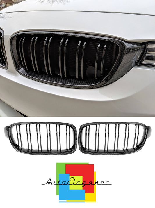 FRONT MUSTACHE GRILLE 3 SERIES F30 F31 F35 CARBON LOOK DOUBLE KIDNEY NEWS