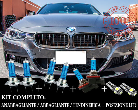 BMW SERIE 3 F30 F31 SET COMPLETO LAMPADE BLU XENON + POSIZIONE A LED AUTOELEGANCERICAMBI