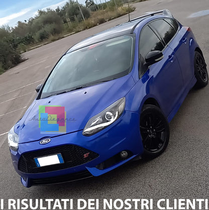 FORD FOCUS MK3 2010-2014 COPPIA FARI ANTERIORI DIURNE LED LENTICOLARI NERI ...