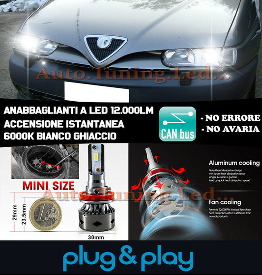 ALFA ROMEO 146 INSTANT NO FAILURE LED LOW BEAM HEADLIGHTS 12,000LM