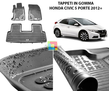 HONDA CIVIC 5 PORTE 2012+ TAPPETINI AUTO IN GOMMA - TAPPETI TOP QUALITA -1-