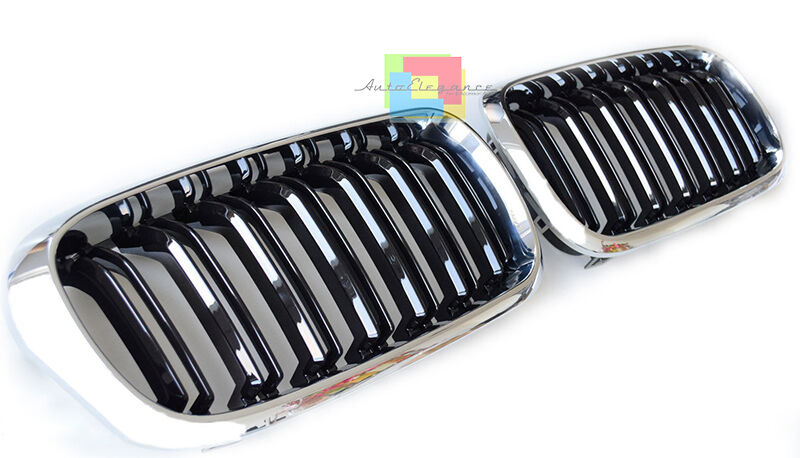 GRIGLIE ANTERIORI BMW X5 F15 2014+ CALANDRA DOPPIA STRISCIA M BORDO CROMATO