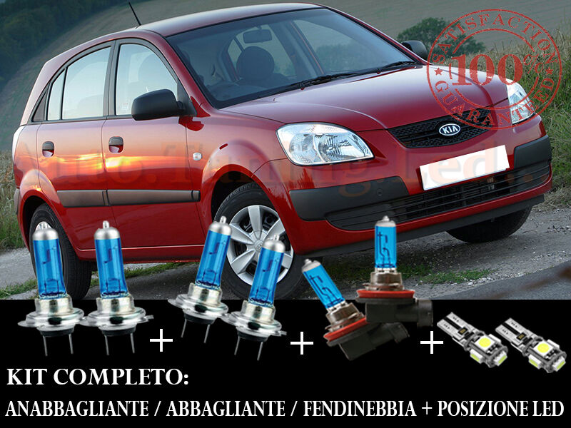 KIA RIO 2005-2011 SET COMPLETO LAMPADE BLU XENON + POSIZIONE A LED