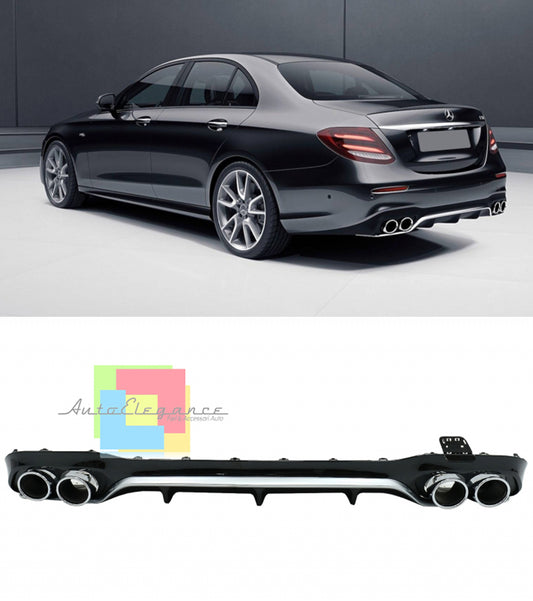MERCEDES E-CLASS W213 UNDER BUMPER AMG REAR DIFFUSER + CHROME TIPPER