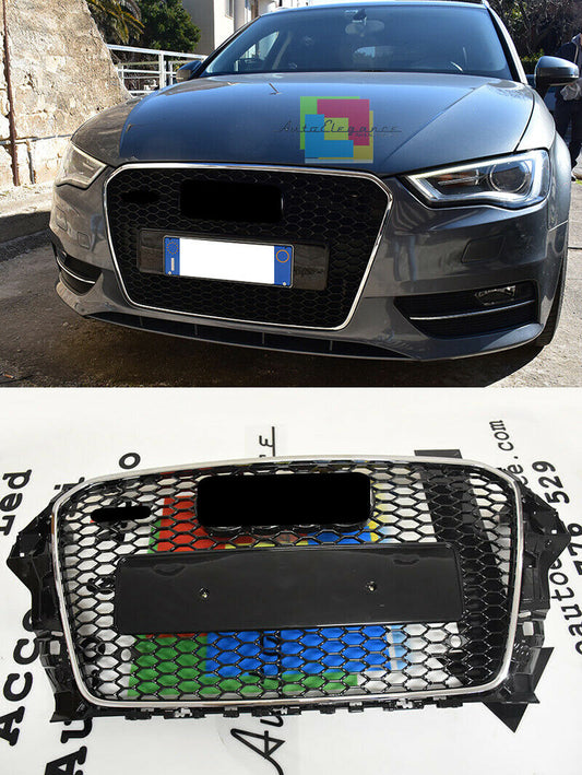 0668 GRIGLIA ANTERIORE AUDI A3 8V 2012-2016 CALANDRA RS3 NIDO D'APE BORDO CROMATO