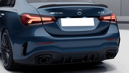 MERCEDES A-CLASS W177 SEDAN AMG REAR DIFFUSER WITH STAINLESS STEEL TIPPER A35