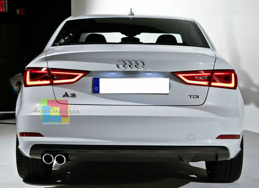 AUDI A3 8V 2012-2018 TERMINALI DOPPIO SCARICO CROMATI ACCIAIO INOX LOOK SLINE AUTOELEGANCERICAMBI