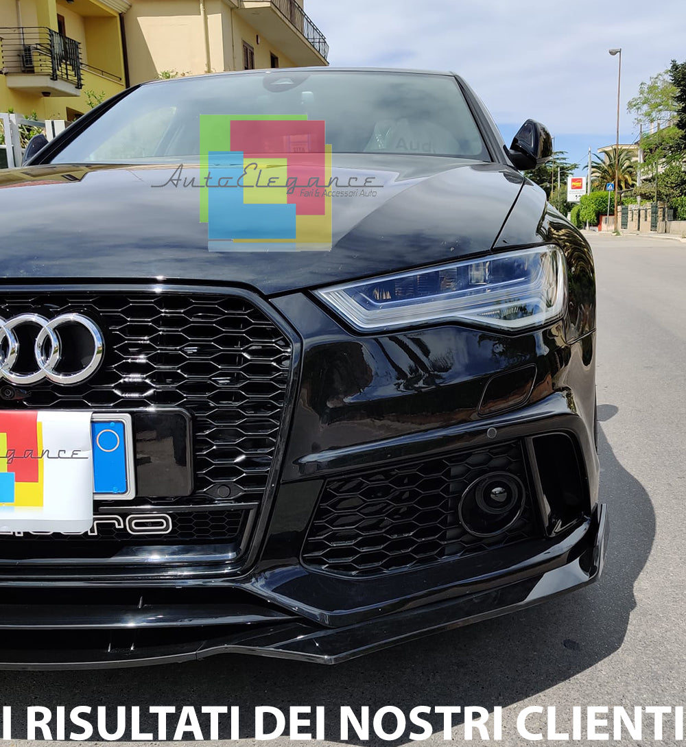 AUDI A6 4G C7 2015-2018 SPOILER SOTTO PARAURTI ANTERIORE RS6 ABS NERO SPLITTER AUTOELEGANCERICAMBI