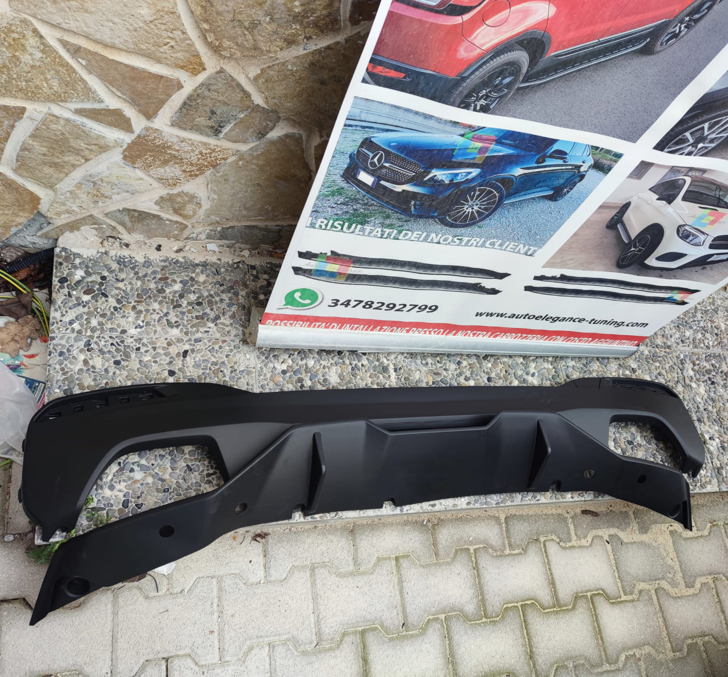 SOTTO PARAURTI POSTERE NERO OPACO ABS BMW SERIE 5 G30 G31 DIFFUSORE M5 0135