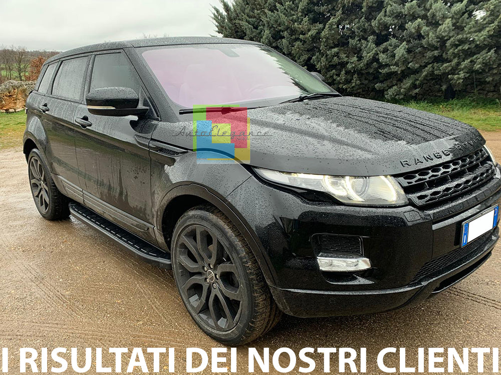 PEDANE LATERALI PER RANGE ROVER EVOQUE 2011-2018 SOTTO PORTA ALLUNINIO NERO -
