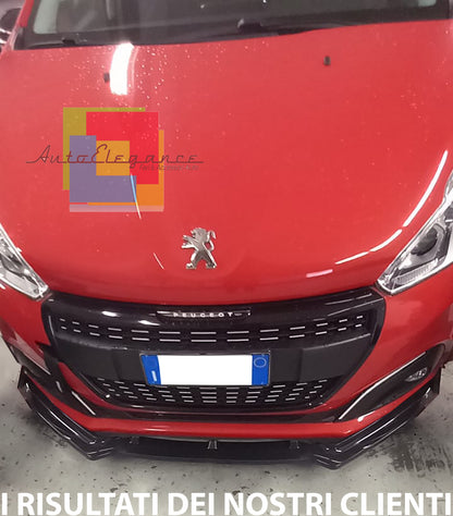 SPLITTER BLADE UNDER FRONT BUMPER PEUGEOT 208 ABS GLOSSY BLACK