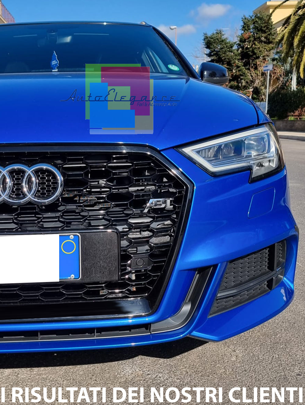 GRIGLIA ANTERIORE AUDI A3 8V 2016-2019 LIFT CALANDRA RS3 PROFILI NERI 0033