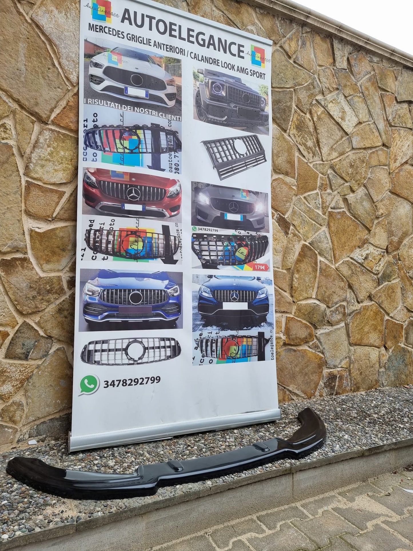 FIAT 500 2007+ LAMA SOTTO PARAURTI ANTERIORE IN ABS LOOK NERO LUCIDO SPLITTER