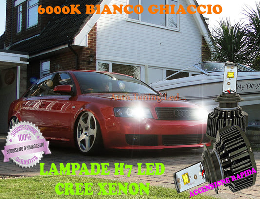 AUDI A4 B6 00-04 LAMPADE H7 CREE XENON ABBAGLIANTI 6000K BIANCO RAPIDA AUTOELEGANCERICAMBI