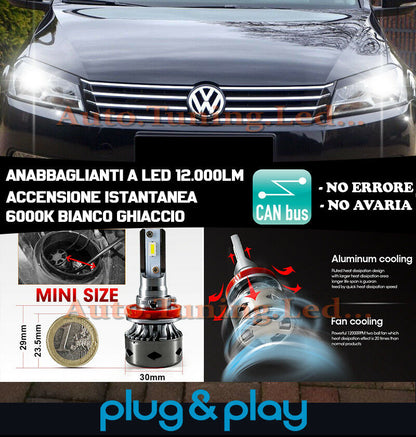 LAMPADE ANABBAGLIANTI LED VW PASSAT 3C B7 ISTANTANEO NO AVARIA 12.000LM
