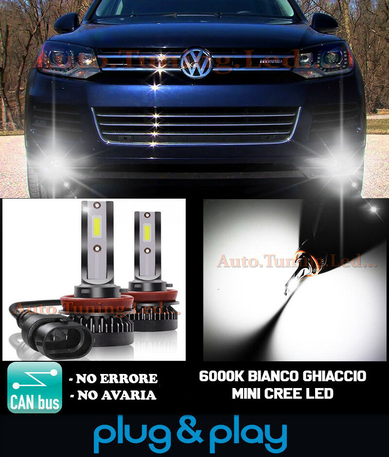 LAMPADE FENDINEBBIA A LED CREE VW TOUAREG MK2 CAMBUS BIANCO GHIACCIO 8000LM