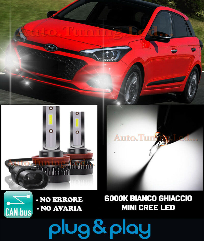 LAMPADE FENDINEBBIA A LED CREE HYUNDAI I20 CAMBUS BIANCO GHIACCIO 8000LM