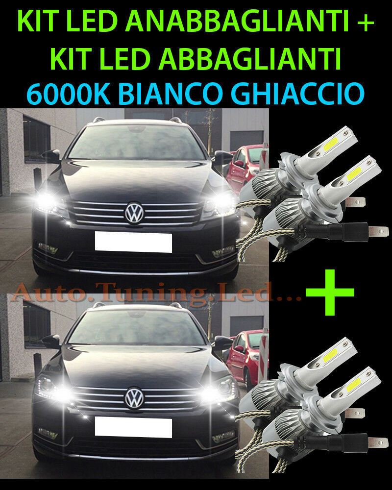 KIT LED LAMPADE ABBAGLIANTI & ANABBAGLIANTI PER VW PASSAT 3C B7 2010-2014 -.