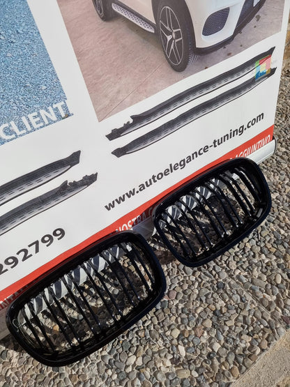 FRONT MUSTACHE GRILLE 1 SERIES F20 F21 2010-2015 M LOOK GLOSSY BLACK DOUBLE KIDNEY NEWS