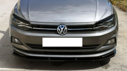 VW POLO AW1 ABS FRONT BUMPER BLADE SPORT LOOK BLACK SPLITTER