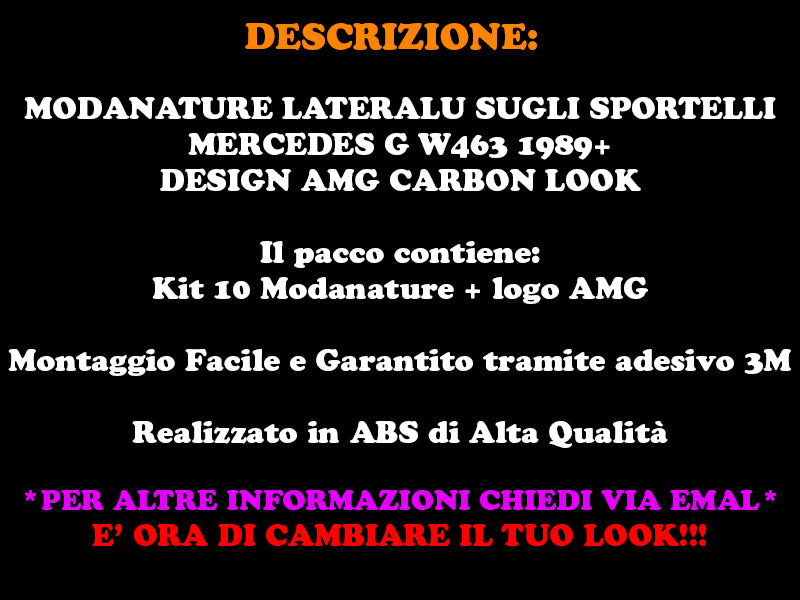 KIT 10 PEZZI MODANATURE SULLE PORTIERE LATERALI MERCEDES W463 1989+ CARBON LOOK