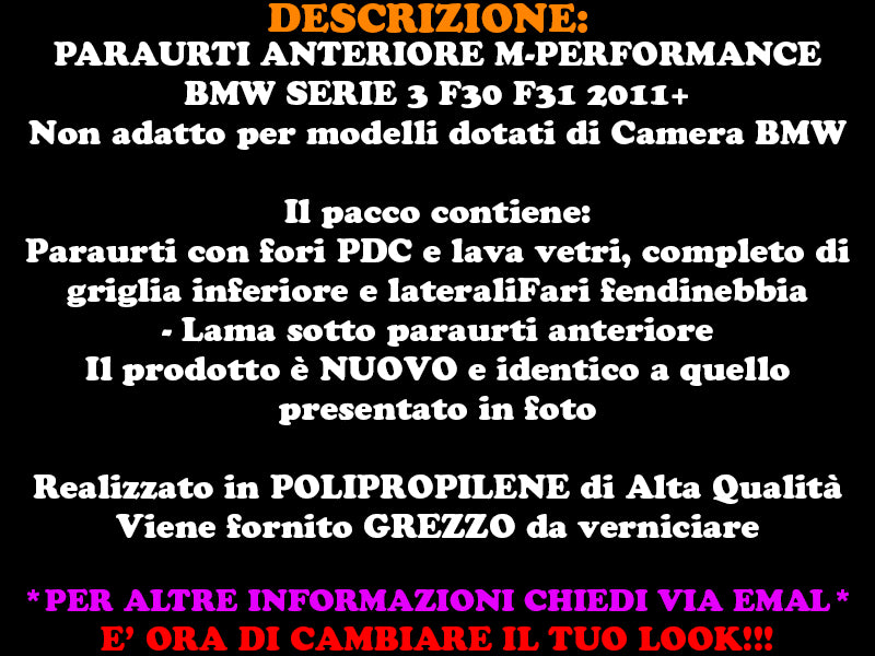 FRONT BUMPER LOOK M PERFORMANCE FOR BMW F30 F31 2011+ .-