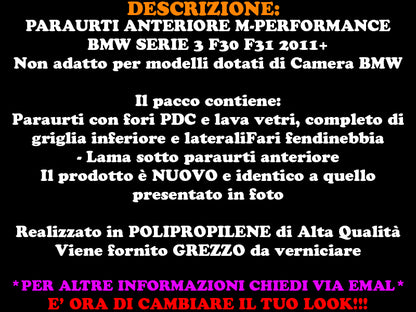 FRONT BUMPER LOOK M PERFORMANCE FOR BMW F30 F31 2011+ .-