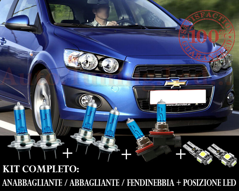 CHEVROLET AVEO SET COMPLETO LAMPADE BLU XENON + POSIZIONE A LED AUTOELEGANCERICAMBI