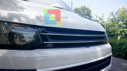 GRIGLIA ANTERIORE VW T5 TRANSPORTER 2010-2015 CALANDRA NERA PROFILI CROMATI