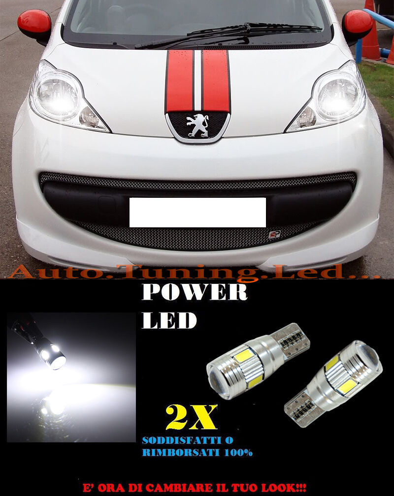 LUCI POSIZIONE PEUGEOT 107 05-12 CANBUS T10 BIANCO 6 LED SUPER QUALITA