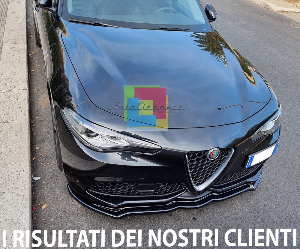 SPLITTER PER ALFA ROMEO GIULIA VELOCE PARAURTI ANTERIORE LAMA SPOILER NERO