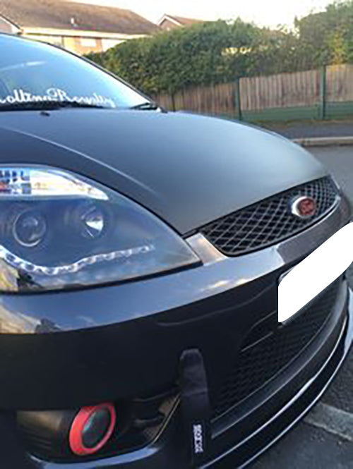 FORD FIESTA MK6 2002-2005 DRL LED POSITION HEADLIGHTS BLACK LENTICULAR HEADLIGHTS