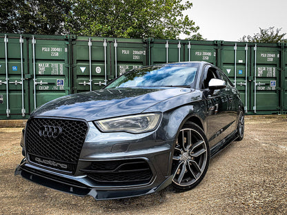 AUDI A3 8V 2012-2015 FRONT BUMPER SPLITTER ABS GLOSSY BLACK BLADE 0313