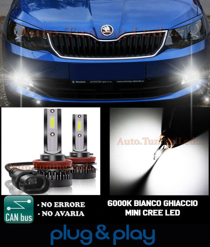 LAMPADE FENDINEBBIA A LED CREE SKODA FABIA III CAMBUS BIANCO GHIACCIO 8000LM