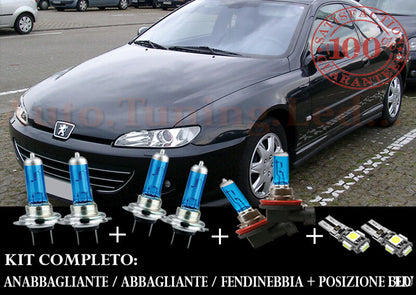 PEUGEOT 406 1995-2004 SET COMPLETO LAMPADE BLU XENON + POSIZIONE A LED