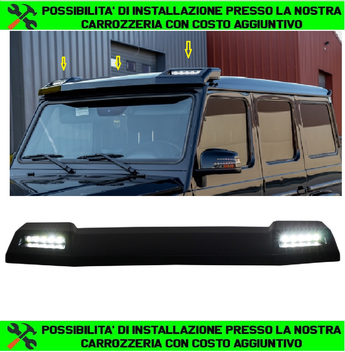 SPOILER ANTERIORE A LED MERCEDES CLASSE G W463 6X6 DESIGN DAL 1989 IN POI