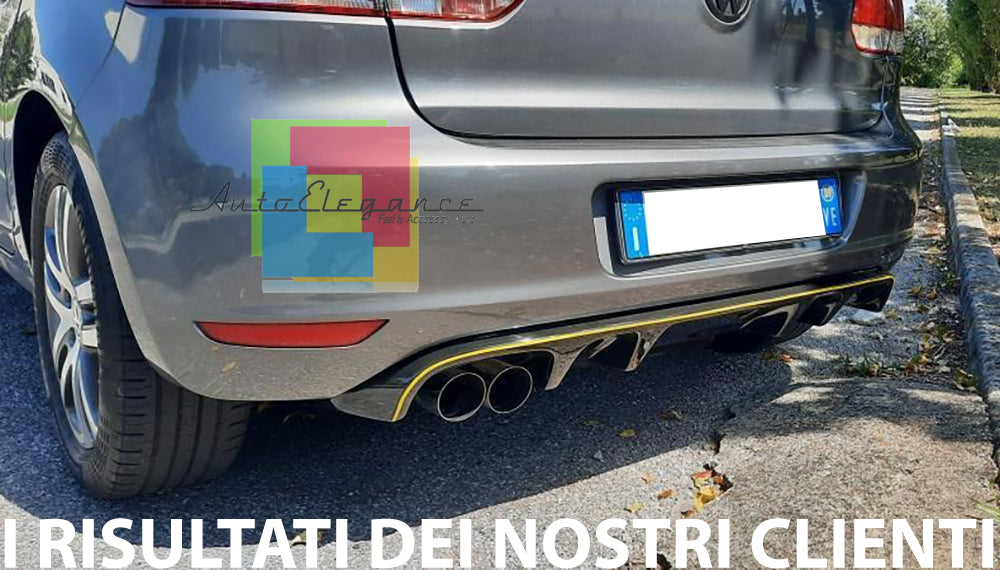 SOTTO PARAURTI POSTERIORE VW GOLF 6 VI 08-12 DIFFUSORE DOPPIO ABS NERO LUCIDO