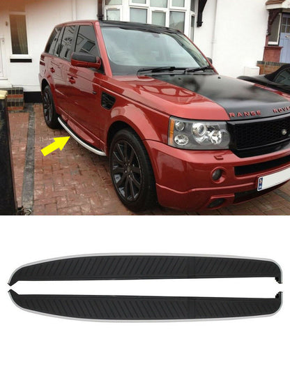 PEDANE LATERALI RANGE ROVER SPORT 2005-2012 SOTTOPORTA TOP QUALITA&apos; ALLUMINIO .-