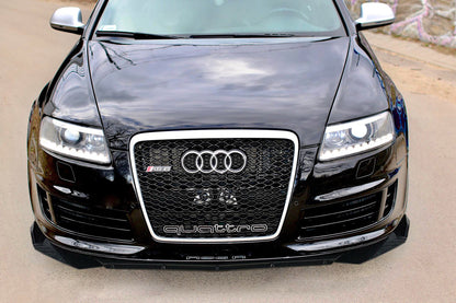 AUDI A6 4F C6 2004-2011 SPLITTER SOTTO PARAURTI ANTERIORE NERO LUCIDO LOOK RS AUTOELEGANCERICAMBI