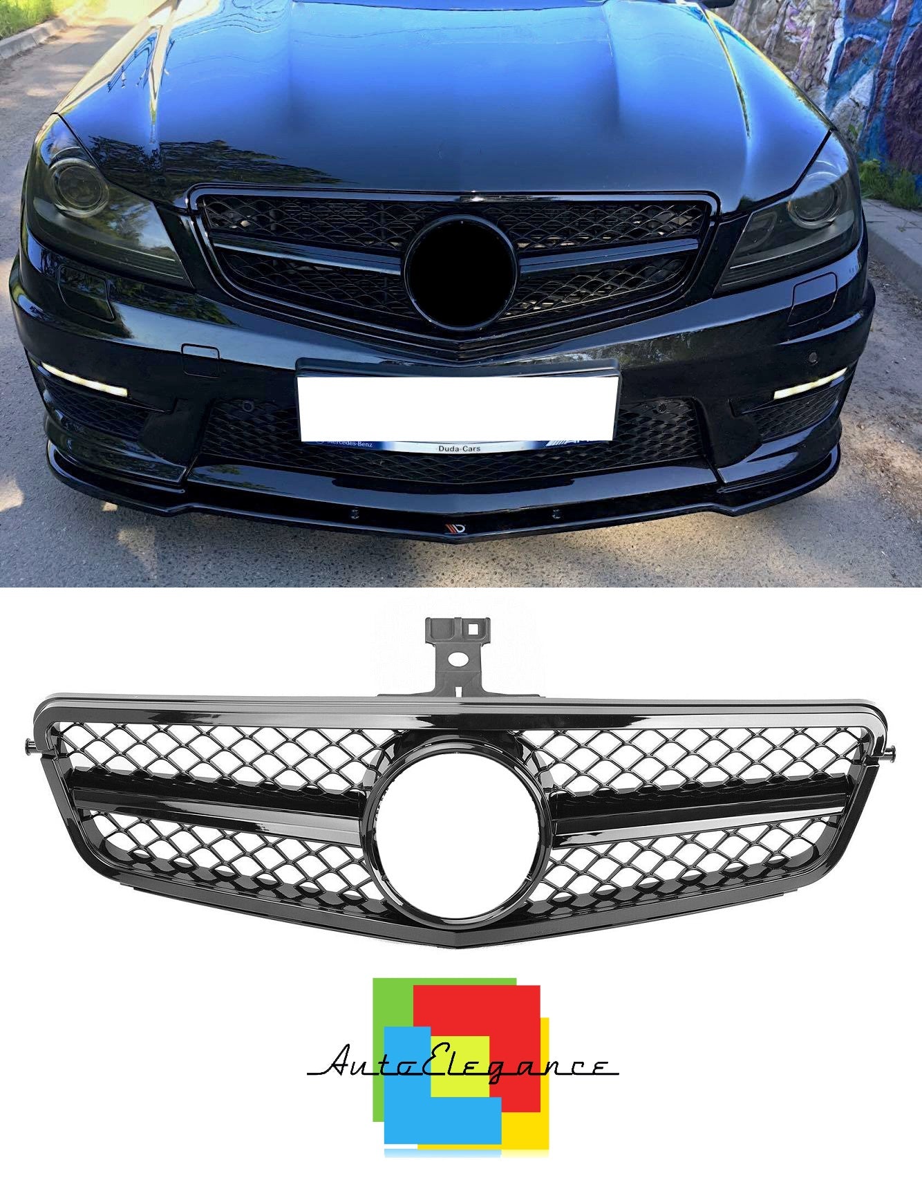 GRIGLIA ANTERIORE CLASSE C W204 S204 LOOK AMG NERO LUCIDO TOTAL BLACK NEWS
