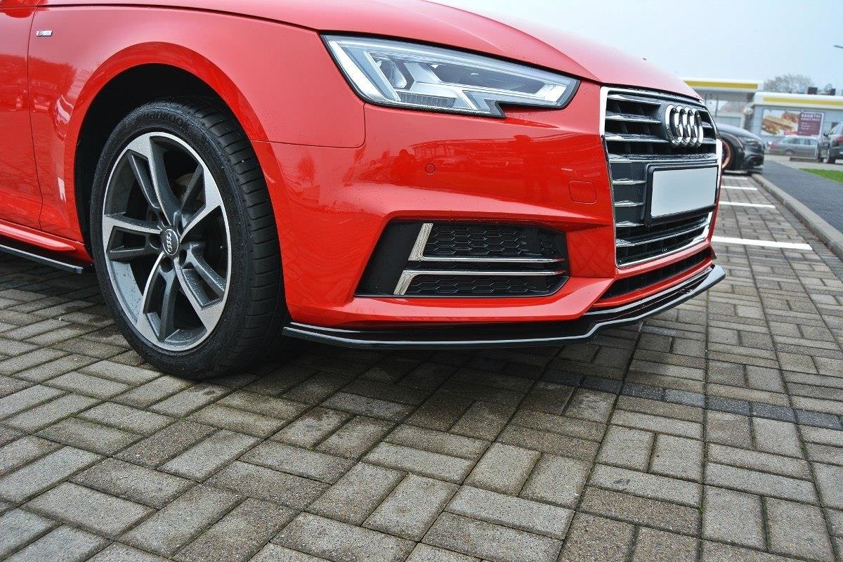 AUDI A4 8W B9 2015+ FRONT BUMPER SPLASH GUARD IN ABS RS LOOK BLACK SPLITTER
